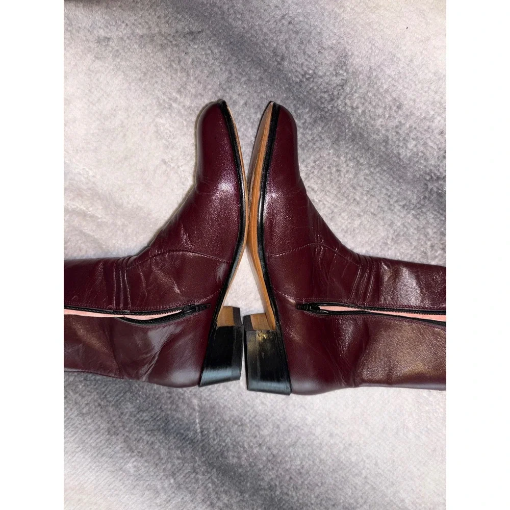 Innovation Mens Burgundy Leather‎ Side Zip Ankle Boots Square Toe MX 30 US 11